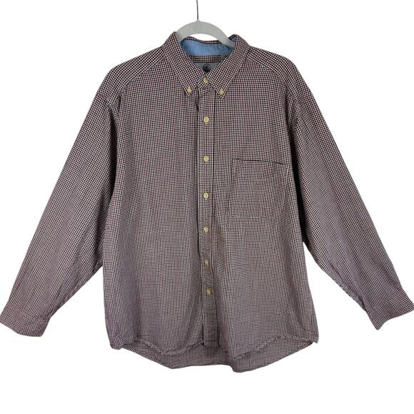 Farah 100% Cotton Red Blue White Checkered Long Sleeve Collared Button Up Size L - Picture 1 of 5